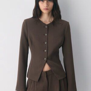 NWT Aritzia WILFRED Regal Blazer - Crepette Rich Mocha Brown 8